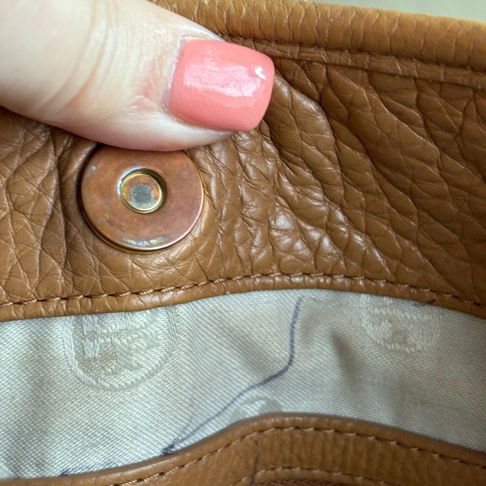 Tory Burch Tan Leather Hobo with Logo Medallion